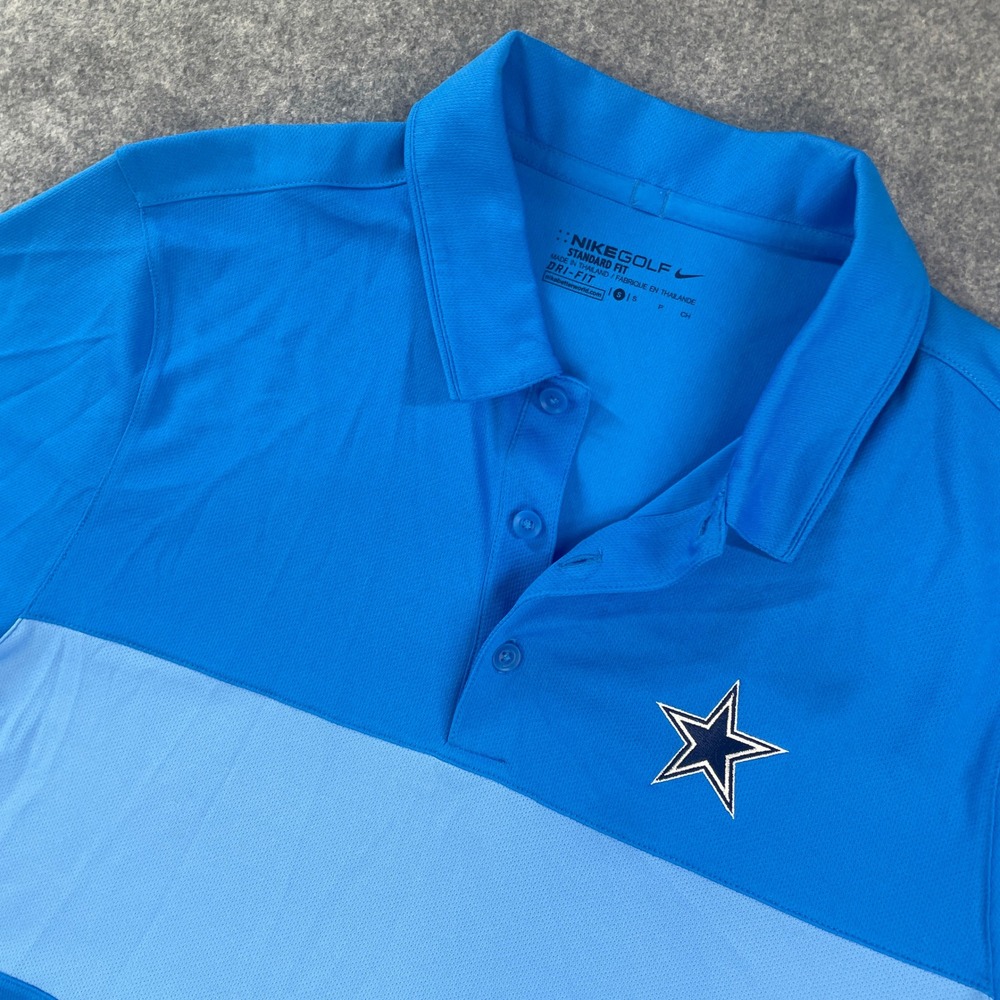 Nike Mens Polo Shirt S Two-tone Blue Color Block Short Sleeve Standard Fit Dri